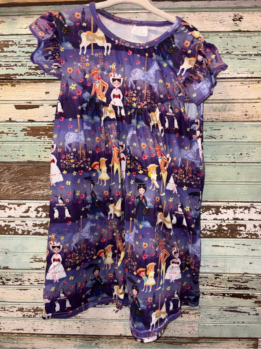 Disney Girls' Purple Fairy Tale Print Casual Dress